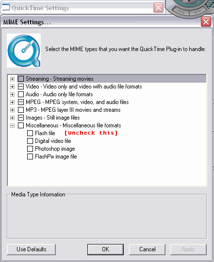 [QuickTime MIME Settings]