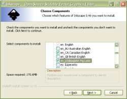 Inkscape install screen